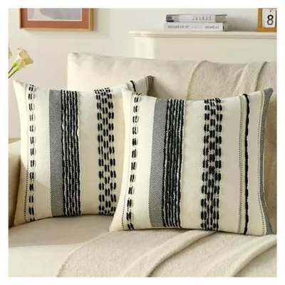 Produktbild von 2er Set Boho Kissenbezüge 45x45 cm mit Streifen