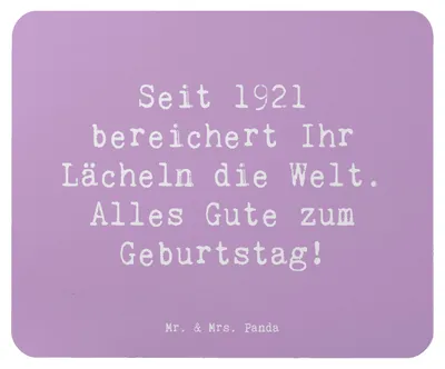 Produktbild von Mr. & Mrs. Panda Mouse Pad Spruch 1921 Geburtstag - Lavendeltraum - Geschenk, Nostalgie, Alter, mauspad laptop, Happy Birthday, Geburtstagsgeschenk, mausteppich, Jubiläum