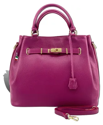 Produktbild von Florence Leder Tasche Damen Handtasche fuchsia pink 38x20x28cm inklusive Italien Flagge D2OTF853P4