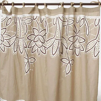 Immagine prodotto di Tenda in lino e cotone bianco con motivi floreali 140x250