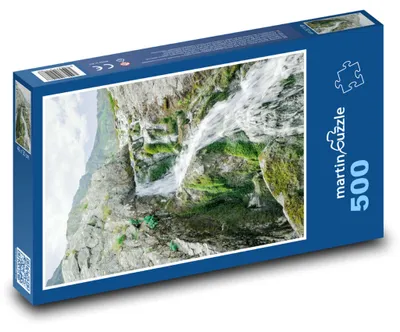Produktbild von Puzzle 500 Bergwasserfall im Tal - martinpuzzle