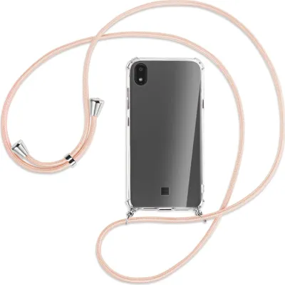 Produktbild von Handykette Backcover-Schutzhülle mit Band (Metall silberfarben) für LG K20 / K20 2019 - rose peach