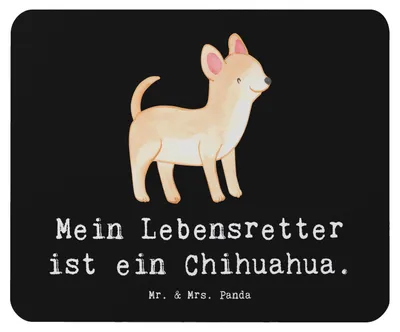 Produktbild von Mr. & Mrs. Panda Mauspad Chihuahua Lebensretter - Schwarz - Geschenk, computermatte, Mouse Pad, pc mousepad, mousematte