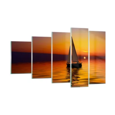 Produktbild von Bilder auf glas - Boot Sonnenuntergang Landschaft - 100x60cm - Glasbilder - Wandbilder - Kunstdruck - zum Aufhängen bereit - Wanddekoration aus Glas - Glas Bilder - Wandbild auf Glas - GEG100x60-0106