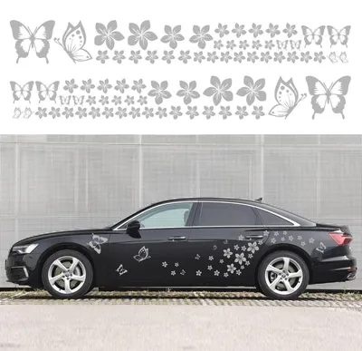 Produktbild von Autoaufkleber mit Blumenmuster, Vinyl, Grau, 74 Stück