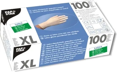 Image de Papstar Medi Inn gants poudrés en latex blanc taille XL 100 pièces