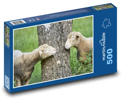Zdjęcie produktu dla Puzzle 500 Owce i jagnięta przy drzewie - martinpuzzle