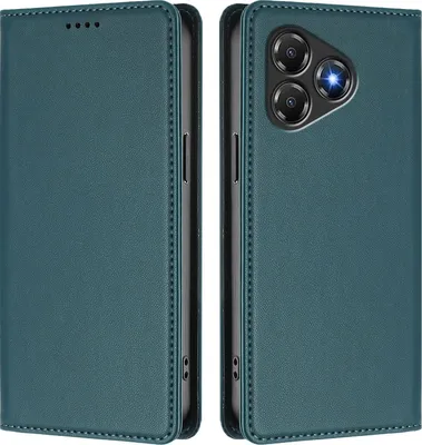 Image de Étui en cuir pour ZTE Blade A36, étui à rabat magnétique en cuirPolyuréthaneavec support, vert