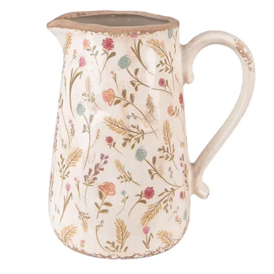 Produktbild von Clayre & Eef Dekorative Kanne 21x14x23 cm Rosa Beige Keramik Blumen