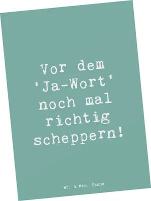 Produktbild von Mr. & Mrs. Panda Postkarte Spruch Polterabend Spaß - Meeresbrise - Geschenk, Tradition, Freunde und Familie, Ansichtskarte, scheppern, Hochzeitsvorbereitung, bildkarte