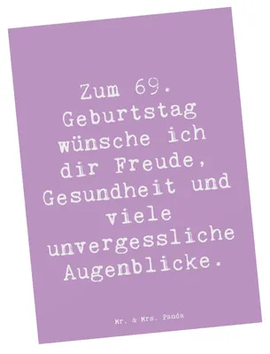 Produktbild von Mr. & Mrs. Panda Fotokarte Spruch 69. Geburtstag Freude und Gesundheit - Lavendeltraum - Geschenk, Postkarte, Postkarten, Grußkarte, feiern, Kunstkarten, wertvoll, Alter