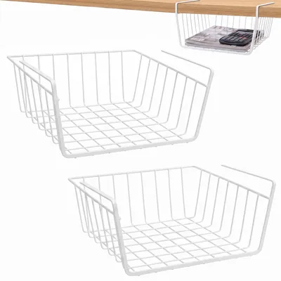 2er Set Hängekorb Unterregal Metall stapelbar 28x15x23 cm weiß