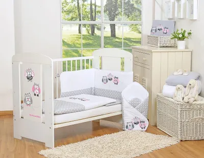 Produktbild von Babypaket 3 – Teilig – Kinderbettbettwäsche – 100 % Baumwolle, sicher und hautfreundlich, graue Eulen