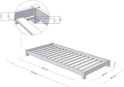 Produktbild von Children's Wooden Single Bed TEENY - White - 80 x 160 cm