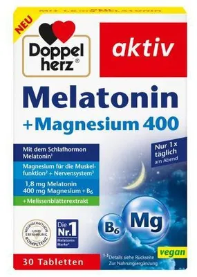Obrázok produktu pre Doppelherz Melatonin+Magnézium 400 tabliet 30 kapsúl
