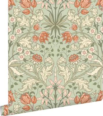 Zdjęcie produktu dla ESTAhome Tapeta vintage kwiaty w stylu secesyjnym zielonymIterakota 50 x 900 cm