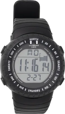 Produktbild von LEANDRO LIDO Vescia Uni Sportuhr – digital, 12/24h Format, Stoppuhr, 3 ATM wasserdicht, beleuchtetes Display, schwarz/weiß | LL-93