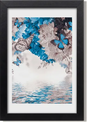 Produktbild von Bild 20x30 MDF-Rahmen, Wandkunst Blumen und Schmetterlinge