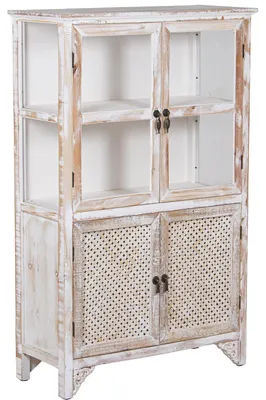 Vitrinefront aus MDF, Weiß Decape, 76x32x120 cm