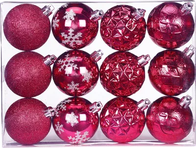 Produktbild von Weihnachtskugeln Dekorierte Kugeln Kunststoff 6cm 12er Set Berry Kiss