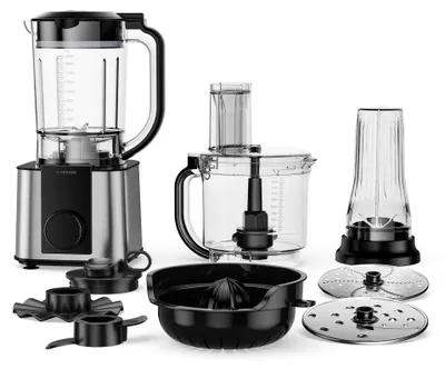 Zdjęcie produktu dla Klarstein Verosteel maszyna kuchenne z mikserem – 1200 W wielofunkcyjna maszyna kuchenne, 2-litrowa misa, 1,75-litrowy mikser, 10 prędkości, 6 programów, sokowirówka i maszynka do mięsa