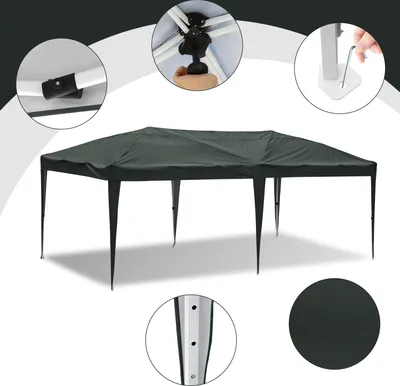 Produktbild von Jayseuw Pavillon Faltpavillon 3x6m Grau Partyzelt UV-Schutz höhenverstellbarer mit Tragetasche, für Outdoor Garten Camping Ohne Seitenwänden