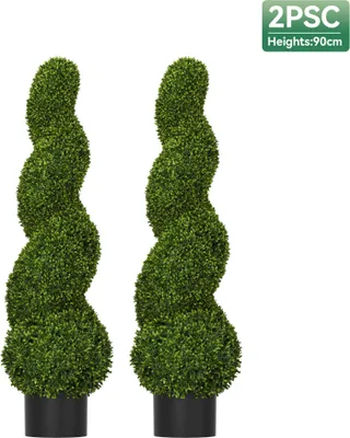 Image de XINZI Lot de 2 plantes artificielles en spirale 90cm - avec pot, feuillage réaliste, durable, pour salon/bureau/jardin, idéal pour la décoration d'intérieur