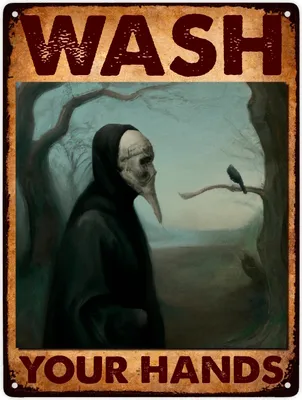 Produktbild von Pestdoktor Metallschild XXL in 28x38 cm mit Spruch Wash your Hands