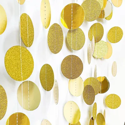 Runde Papiergirlande, gold, 5 Stück, 4 m Länge, Ø 5 cm