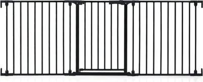 Image de Barrière de sécurité pour escalier COSTWAY, barrière de sécurité en 3 parties 74,5-198 cm, barrière pivotante à 270°, barrière pour bébé à ouverture bidirectionnelle à 180°, barrière pour chien, noir