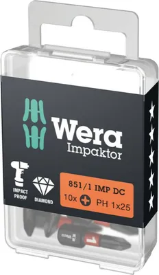 Produktbild von WERA Impaktor Phillips-Bit PH1 25 x 6,3 mm 1/4"