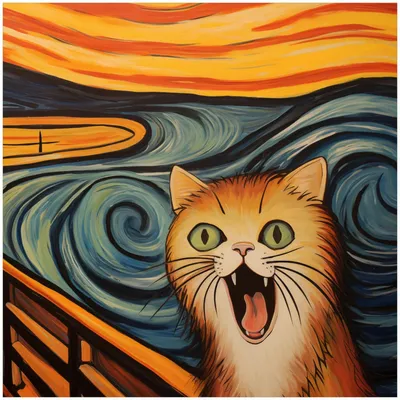 Produktbild von Wallario Memoboard Magnettafel aus Glas, Größe 50 x 50 cm, Motiv Der Schrei der Katze