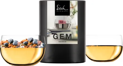 Image de Eisch 2 Dessertschalen 310/10 gold in Geschenkröhre GEM 30031011/ 180124