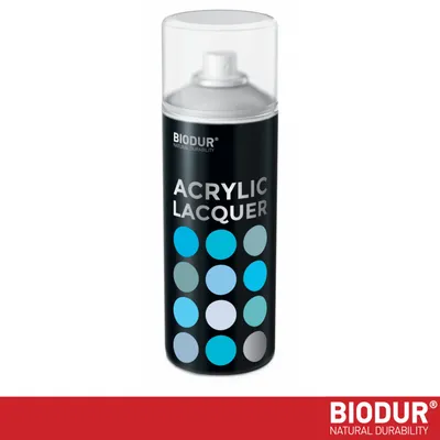Productafbeelding van BIODUR Universele Acryl Blanke Lak Spuitbus – 400ml – Hoogglans Beschermende Topcoat – Sneldrogend – UV- & Weersbestendig – Binnen/Buiten