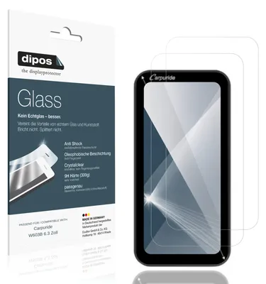 Produktbild von 2x Schutzfolie für Carpuride W603B 6.3 Zoll - Anti-Shock 9H Folie dipos Glass Kunststoffglas