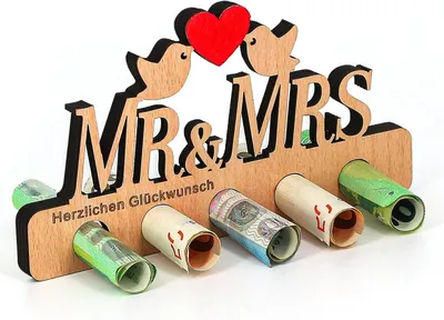 Productafbeelding van Verjaardagscadeau van hout - Geldgeschenk voor Mr & Mrs - Cadeau voor koppels - Houten geschenken - Familie - Geliefden