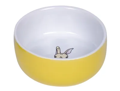 Produktbild von Nobby Nager Keramik Napf "Rabbit" gelb/weiß  Ø 11cm x 4,5 cm