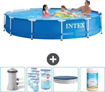 Immagine prodotto di Piscina Intex con struttura rotonda - 366 x 76 cm - blu - compresa pompa - filtro - copertura - cloro
