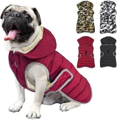 Produktbild von Hundemantel, warme Jacken, mit abnehmbarer Kapuze, wasserdichte Hundejacke, Hundejacke, Winter-Fleece-warme Jacke, reflektierende Hundejacke für klein