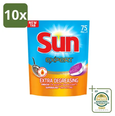 Produktbild von 10 x Sun Expert All-in-1 Geschirrspültabs - Extra Fettlösend - Vorratspackung - 10 Stücke
