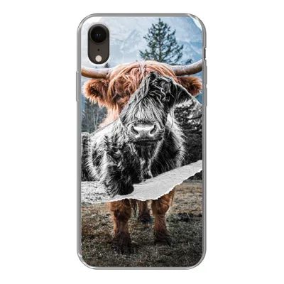 Produktbild von MuchoWow® Handyhülle Schutzhülle Hülle für iPhone XR Schottischer Highlander - Kuh - Tiere Silikon Softcase Handy Hülle - Schutzdeckel