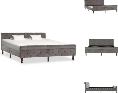 Produktbild von vidaXL Bettgestell Grau Samt 160 x 200 cm -  Betten & Bettgestelle