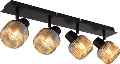 Produktbild von NOWA Strahler Metall schwarz matt, Glas rauchfarben, LxBxH: 695x98x137mm, exkl. 4x E14 40W 230V