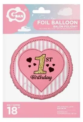 Imagen del producto de Globo de láte 18 pulgadas, color rosa, para el primer cumpleaños - Godan