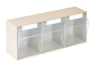 Produktbild von Klarsichtkästen im Gehäuse, 3 Klarsichtkästen Größe 3, BxTxH 600x163x242 mm, Gehäusefarbe beige