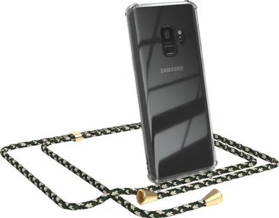 Produktbild von EAZY CASE Handykette kompatibel mit Samsung Galaxy S9, Handyhülle mit Umhängeband, Handykordel, Schutzhülle Clear, Band in Grün