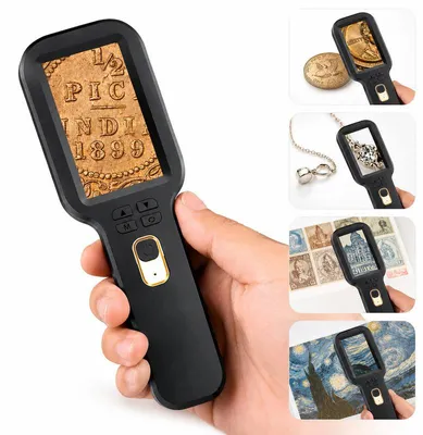 Produktbild von Digitalmikroskop 500x mit 3 Zoll IPS Display, Autofokus, 12 MP Kamera, LED-Licht, für Münzen, Schmuck und Briefmarken