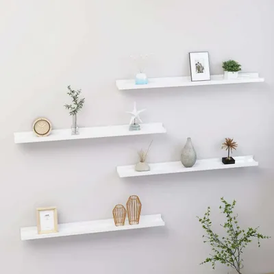 Produktbild von Möbel Hängeregal 4 Stk. Hochglanz-Weiß 80x9x3 cm - Hängeregal 326655