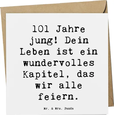 Produktbild von Mr. & Mrs. Panda Glückwunschkarte Spruch 101. Geburtstag Feier - Weiß - Geschenk, anlasskarte, Klappkarte, faltkarte, Grußkarte, doppelkarte, Vermächtnis, 101
