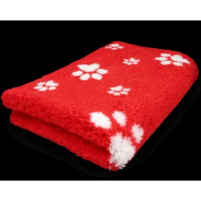 Produktbild von Vet Bed Hundedecke mit Antirutschbeschichtung rot mit Pfoten